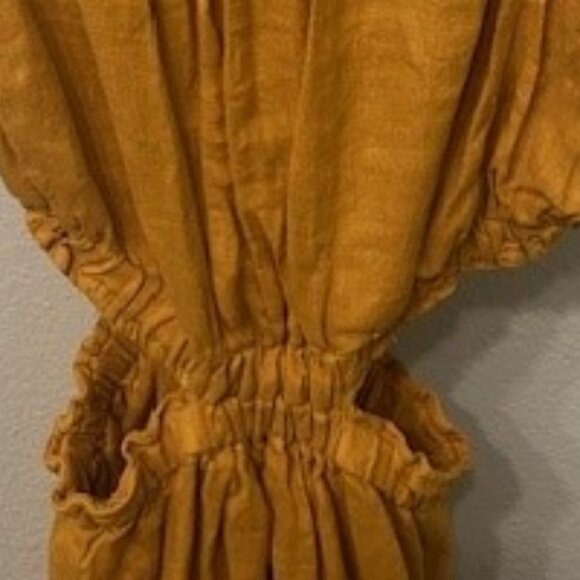 NWT Left On Friday Getaway Linen Beach Dress - Yellow/Gold - Size S - Picture 7 of 10